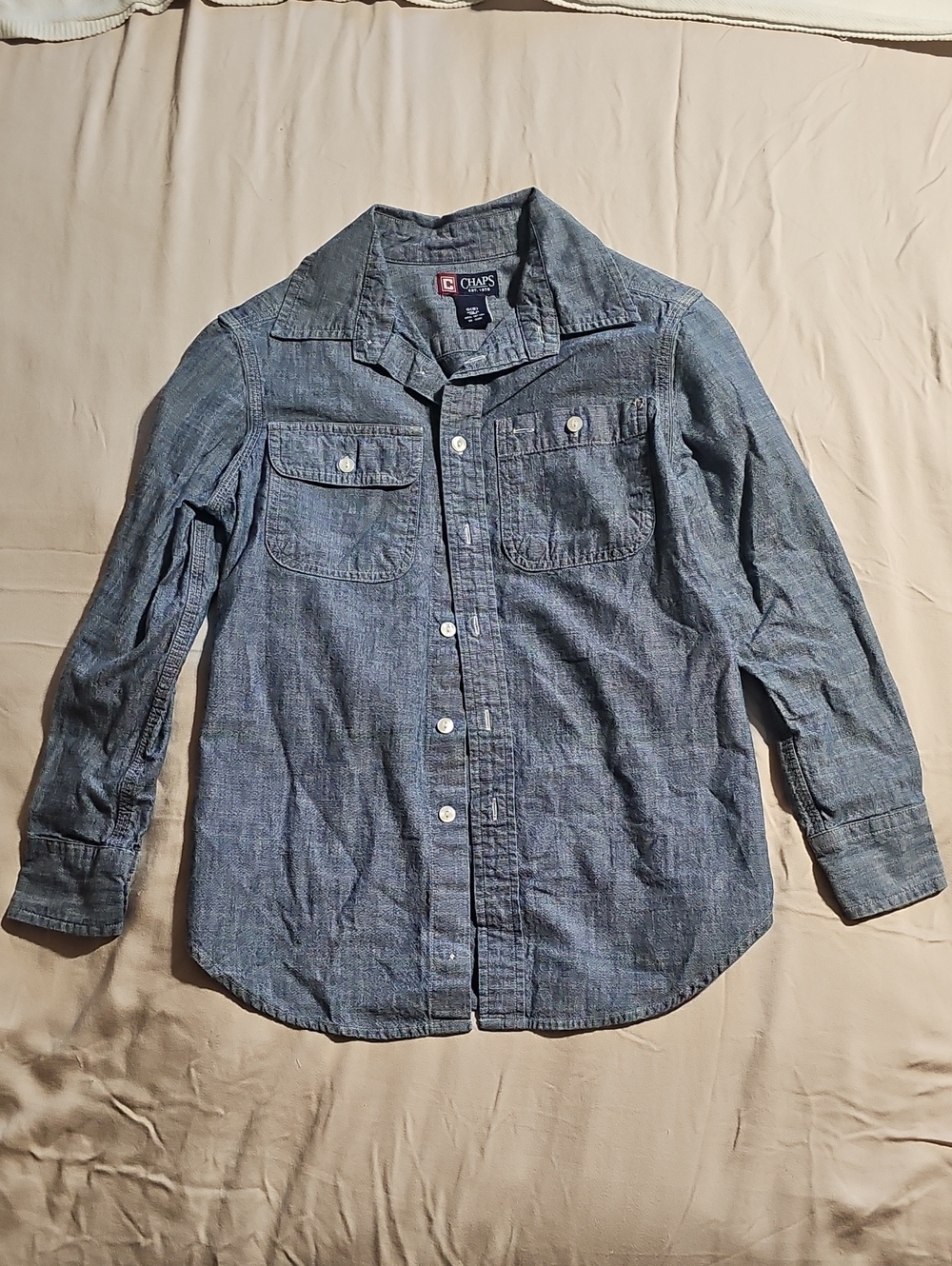 Chaps Blue Denim-Style Button-Up Shirt